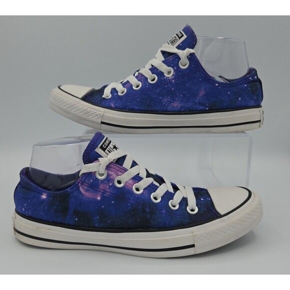 Converse All Star Low Top Satin Galaxy Womens  8 Purple Blue Sneaker (E3) - Picture 1 of 9